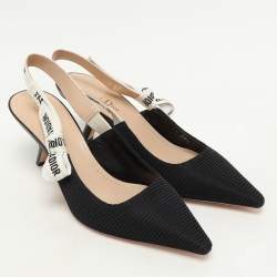 Pre Owned Dior Black Canvas J'Adior Slingback Pumps Size 38.5