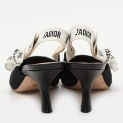 Pre Owned Dior Black Canvas J'Adior Slingback Pumps Size 38.5