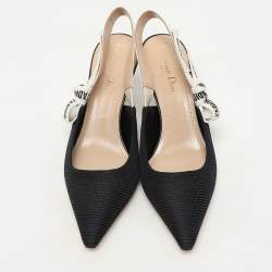 Pre Owned Dior Black Canvas J'Adior Slingback Pumps Size 38.5