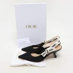Pre Owned Dior Black Canvas J'Adior Slingback Pumps Size 38.5