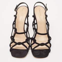 Dior Black Suede D-Fame Slingback Sandals Size 40