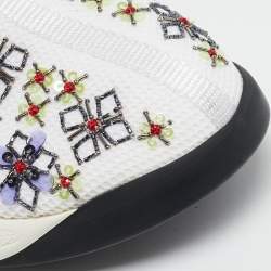 Dior White Perforated Leather Floral Applique Fusion Sneakers Size 40