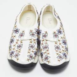 Dior White Perforated Leather Floral Applique Fusion Sneakers Size 40