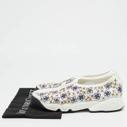 Dior White Perforated Leather Floral Applique Fusion Sneakers Size 40