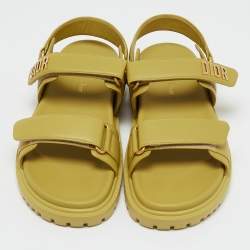Dior Yellow Leather DiorAct Flat Sandals Size 39