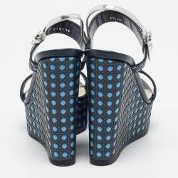 Dior Multicolor Cannage Leather Platform Wedge Sandals Size 36