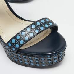 Dior Multicolor Cannage Leather Platform Wedge Sandals Size 36