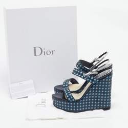 Dior Multicolor Cannage Leather Platform Wedge Sandals Size 36