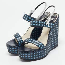 Dior Multicolor Cannage Leather Platform Wedge Sandals Size 36
