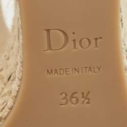 Pre Owned Dior Gold Leather Espadrille Wedge Sandals Size 36.5