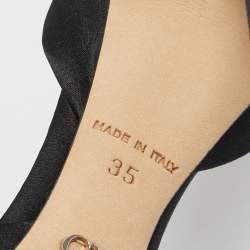 Dior Black Satin Peep Toe Bow D'orsay Pumps Size 35