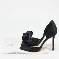 Dior Black Satin Peep Toe Bow D'orsay Pumps Size 35