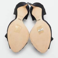 Dior Black Satin Peep Toe Bow D'orsay Pumps Size 35