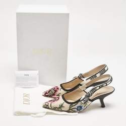 Dior Multicolor Floral Jacquard J'Adior Slingback Pumps Size 36.5