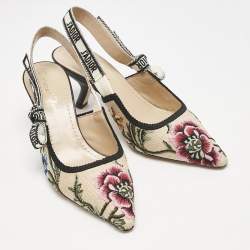 Dior Multicolor Floral Jacquard J'Adior Slingback Pumps Size 36.5