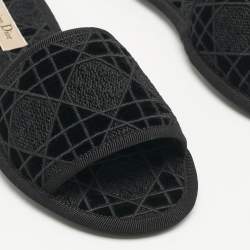Dior Black Cannage Velvet Chez Moi Flat Slides 37.5