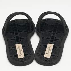 Dior Black Cannage Velvet Chez Moi Flat Slides 37.5