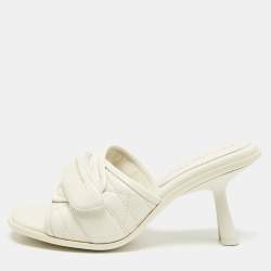 Dior Off White Quilted Leather Diorevolution Slide Sandals Size 37