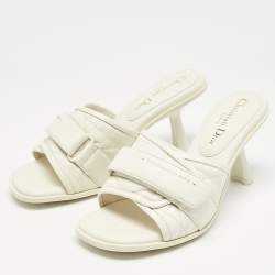 Dior Off White Quilted Leather Diorevolution Slide Sandals Size 37