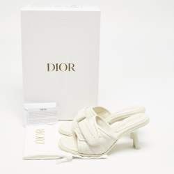 Dior Off White Quilted Leather Diorevolution Slide Sandals Size 37