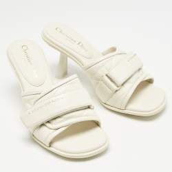 Dior Off White Quilted Leather Diorevolution Slide Sandals Size 37