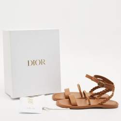 Dior Brown Braided Leather Egee Sandals Size 40