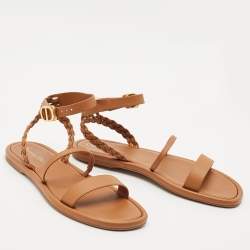 Dior Brown Braided Leather Egee Sandals Size 40