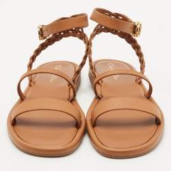 Dior Brown Braided Leather Egee Sandals Size 40