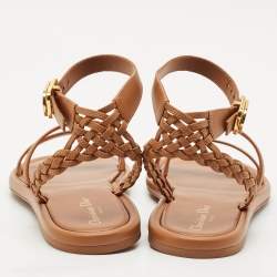 Dior Brown Braided Leather Egee Sandals Size 40