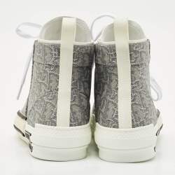 Dior Metallic Grey Oblique Jacquard B23 High Top Sneakers Size 40