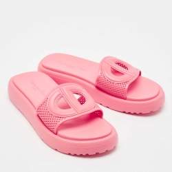 Dior Pink Rubber Dioriviera D-Club Slide Sandals Size 38