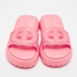 Dior Pink Rubber Dioriviera D-Club Slide Sandals Size 38