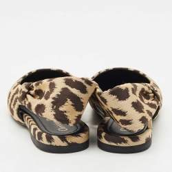 Dior Beige/Black Leopard Print Fabric Mizza Flats Size 34.5
