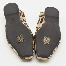 Dior Beige/Black Leopard Print Fabric Mizza Flats Size 34.5