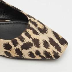 Dior Beige/Black Leopard Print Fabric Mizza Flats Size 34.5