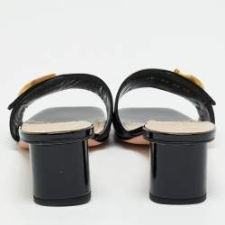 Pre Owned Dior Black Patent C'est Dior Slide Sandals Size 40