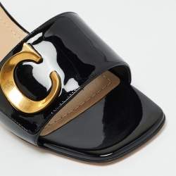 Pre Owned Dior Black Patent C'est Dior Slide Sandals Size 40