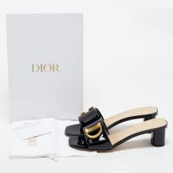 Pre Owned Dior Black Patent C'est Dior Slide Sandals Size 40