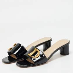 Pre Owned Dior Black Patent C'est Dior Slide Sandals Size 40