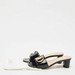 Pre Owned Dior Black Patent Leather C'est Dior Slide Sandals Size 38.5