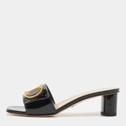 Dior Black Patent Leather C'est Dior Slide Sandals Size 38.5