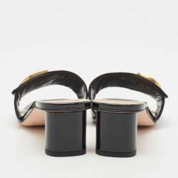 Pre Owned Dior Black Patent Leather C'est Dior Slide Sandals Size 38.5