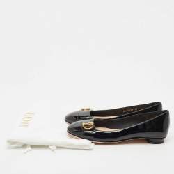 Dior Black Patent Leather DC Logo Ballet Flats Size 37