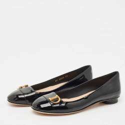 Dior Black Patent Leather DC Logo Ballet Flats Size 37