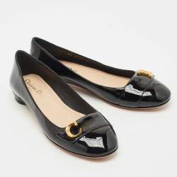 Dior Black Patent Leather DC Logo Ballet Flats Size 37