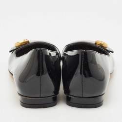Dior Black Patent Leather DC Logo Ballet Flats Size 37