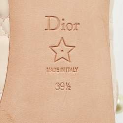 Pre Owned Dior Peach Cannage Leather Mary Jane Ballet Flats Size 39.5