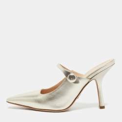 Pre Owned Dior Gold Leather Capture Heel Mules Size 36