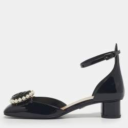 Pre Owned Dior Black Patent Leather Dior Rose Pumps Size 37