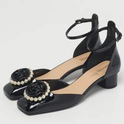 Pre Owned Dior Black Patent Leather Dior Rose Pumps Size 37